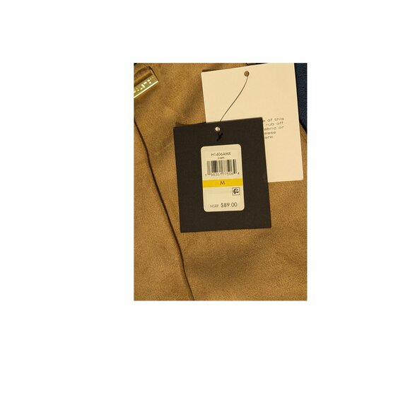 ⭐Halston Faux Suede Pull-On Pants M Camel – Gold Buckle Detail NWT - Picture 8 of 8